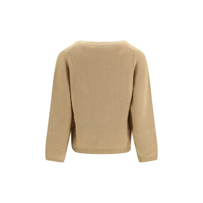 Allude Beige Cashmere V-Neck Sweater for Women