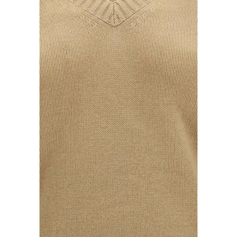 Allude Beige Cashmere V-Neck Sweater for Women
