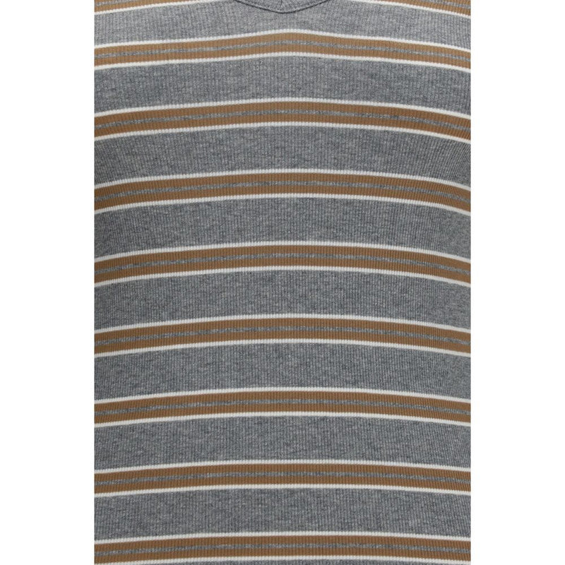 Ganni Gray Cotton Long Sleeve Sportswear T-Shirt