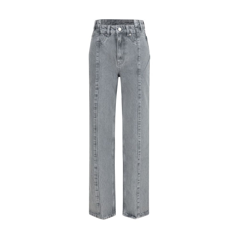 Ganni Gray Cotton Straight-Leg Jeans for Women