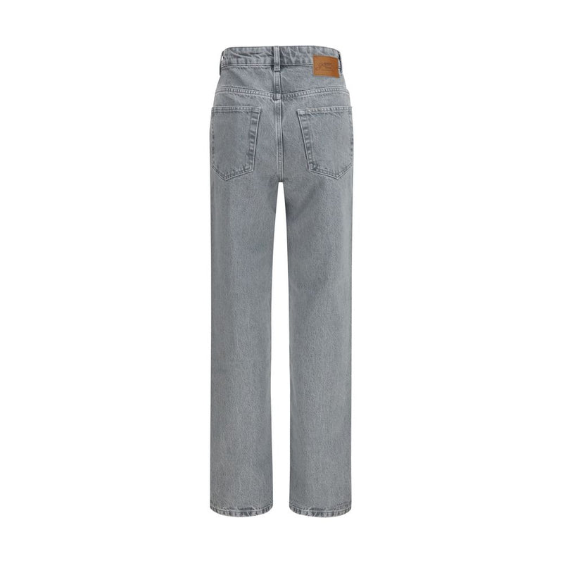 Ganni Gray Cotton Straight-Leg Jeans for Women