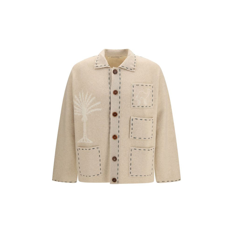 Baziszt Beige Cashmere Cardigan - Luxurious Comfort for Men