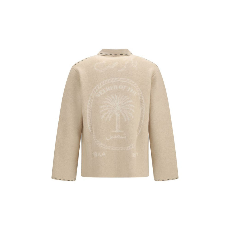 Baziszt Beige Cashmere Cardigan - Luxurious Comfort for Men