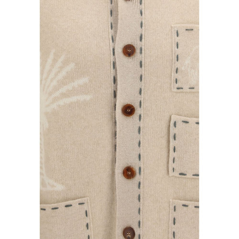 Baziszt Beige Cashmere Cardigan - Luxurious Comfort for Men