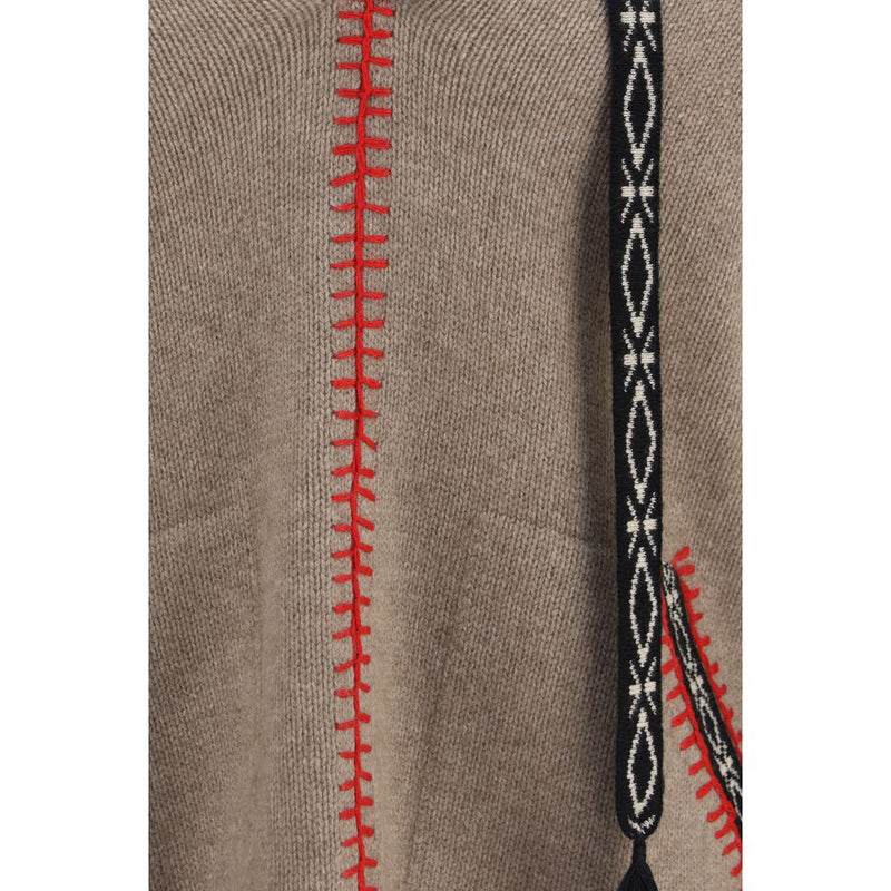 Baziszt Brown Cashmere Sweatshirt - Oversized V-Neck Design