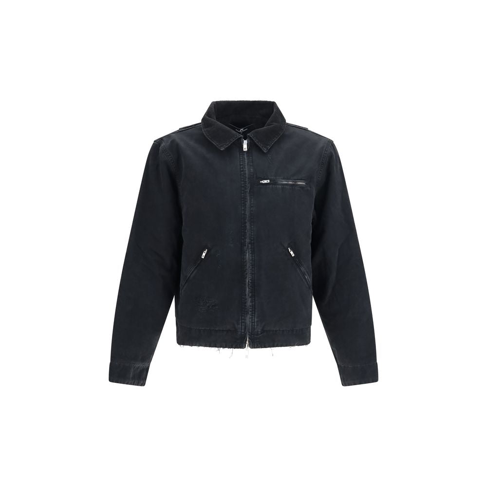 Represent Black Cotton Full-Length Jacket