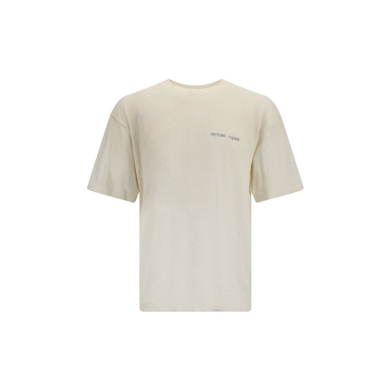 Represent Beige Cotton T-Shirt with Graphic Print