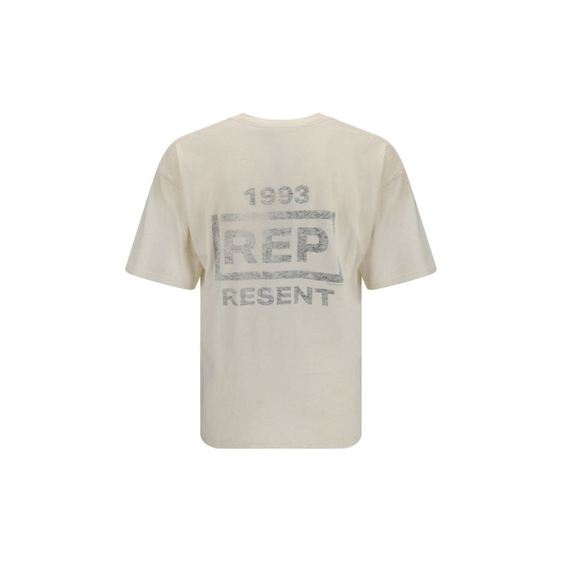 Represent Beige Cotton T-Shirt with Graphic Print
