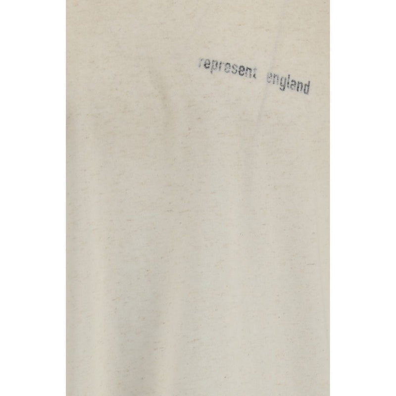 Represent Beige Cotton T-Shirt with Graphic Print