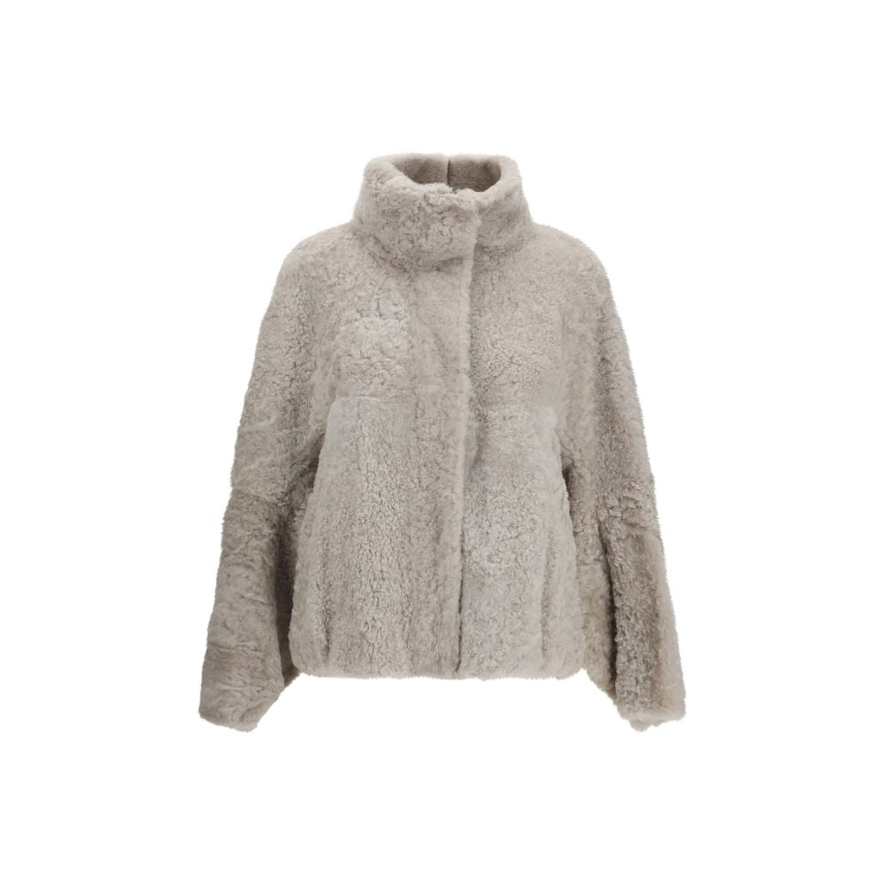 Brunello Cucinelli Gray Faux Fur Full-Length Jacket