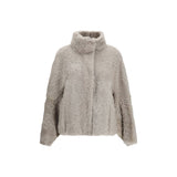 Brunello Cucinelli Gray Faux Fur Full-Length Jacket
