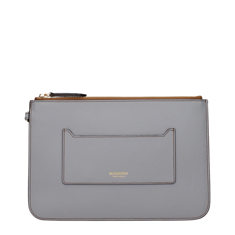 Burberry Gray Leather Clutch Bag - Stylish and Versatile
