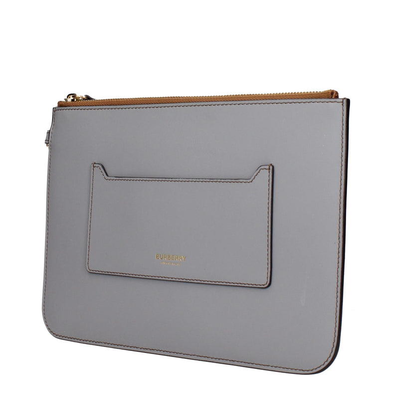 Burberry Gray Leather Clutch Bag - Stylish and Versatile
