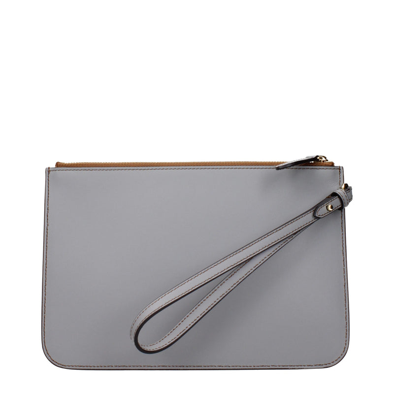 Burberry Gray Leather Clutch Bag - Stylish and Versatile