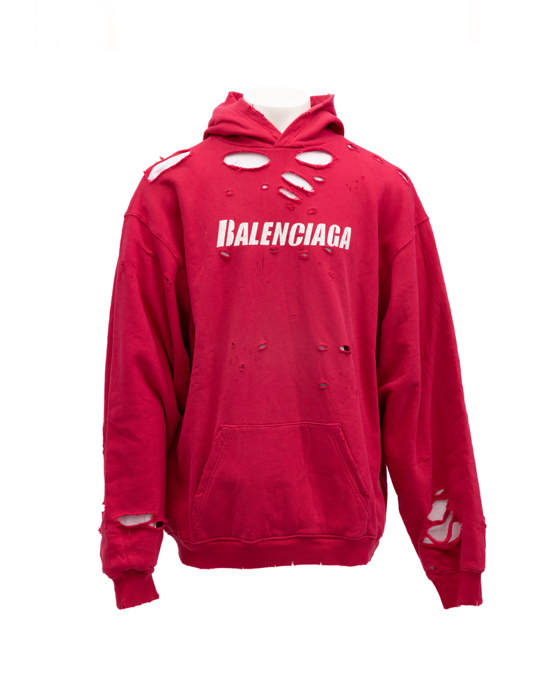 Hoodie Sweatshirt en Coton Rouge Balenciaga