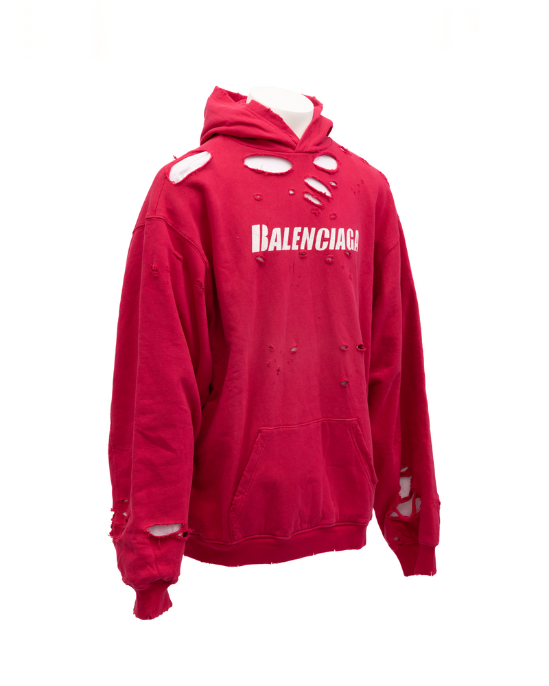 Hoodie Sweatshirt en Coton Rouge Balenciaga
