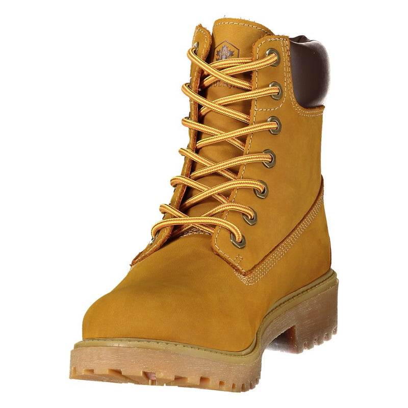 Lumberjack Yellow Polyester Ankle Boots with Brown Details