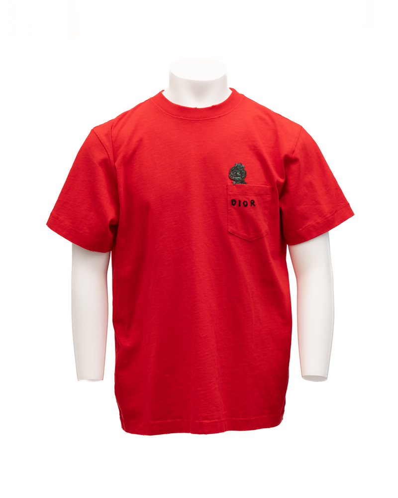 Dior Red Cotton T-Shirt Crew Neck for Men