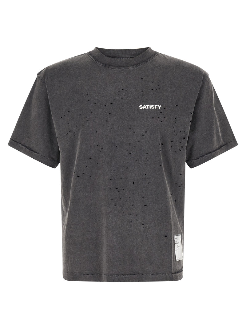 SATISFY Gray Cotton T-Shirt - Performance Meets Style