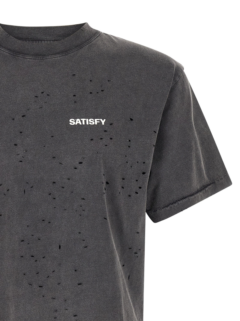 SATISFY Gray Cotton T-Shirt - Performance Meets Style
