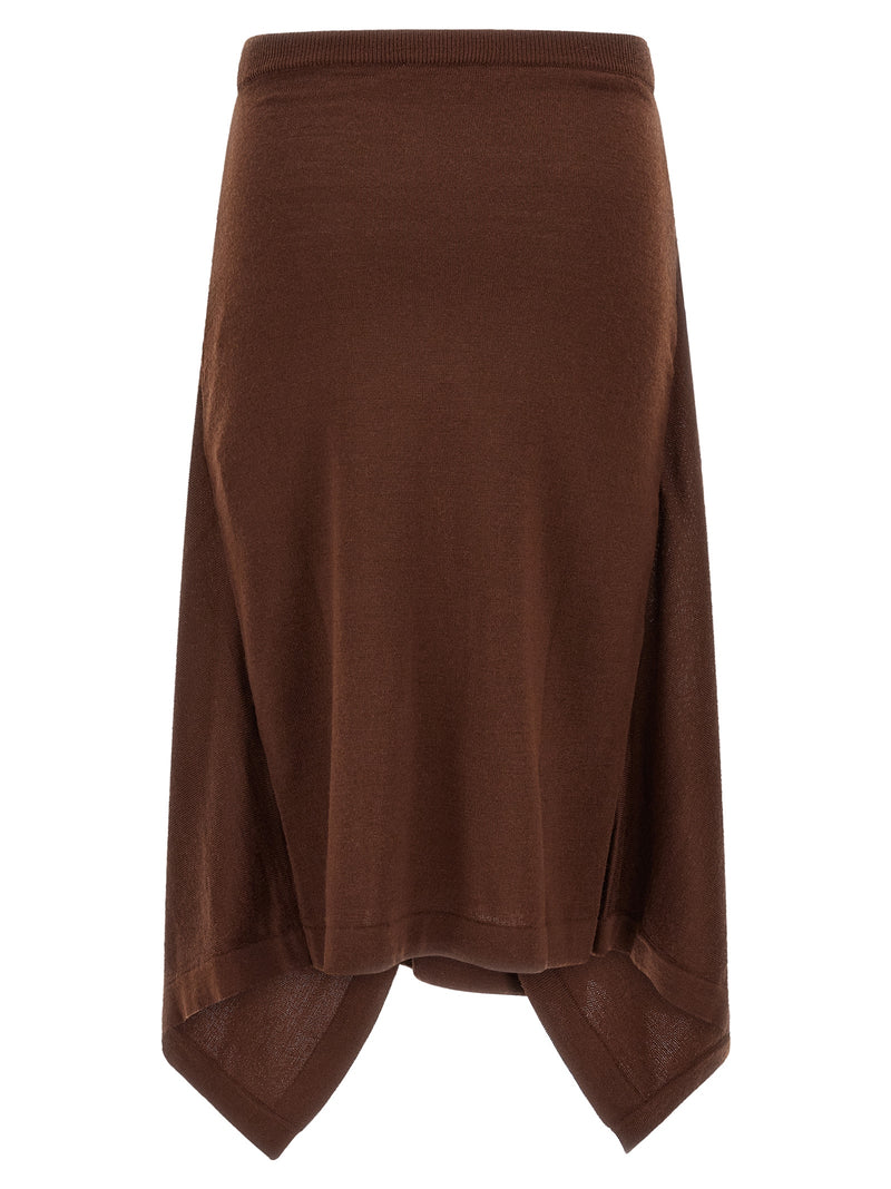 Lemaire Brown Wool Midi Skirt - Sculptural Design