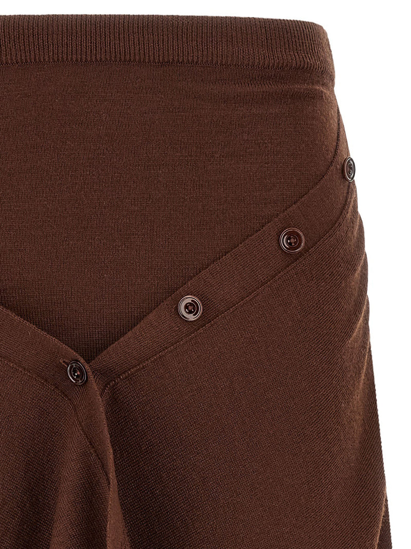 Lemaire Brown Wool Midi Skirt - Sculptural Design