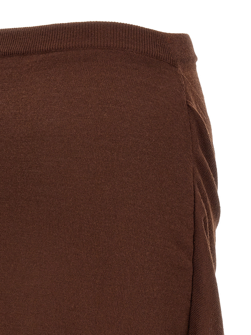 Lemaire Brown Wool Midi Skirt - Sculptural Design