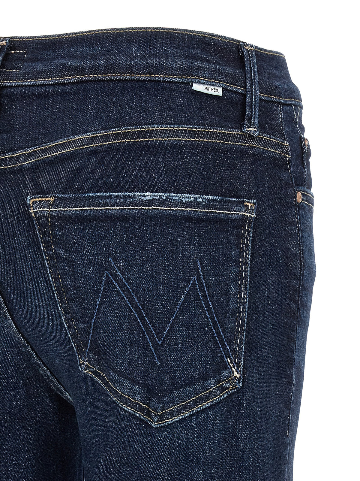 Mother Denim Blue Cotton Straight-Leg Jeans