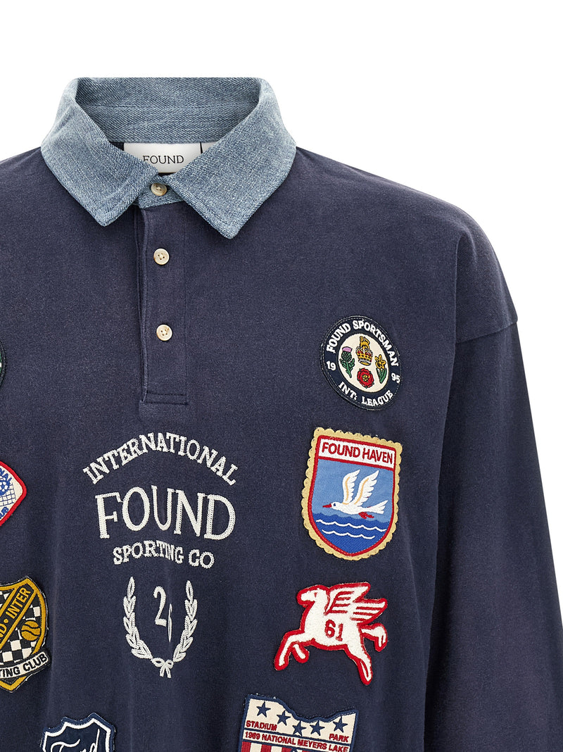 FOUND Crestfield Blue Cotton Polo Shirt