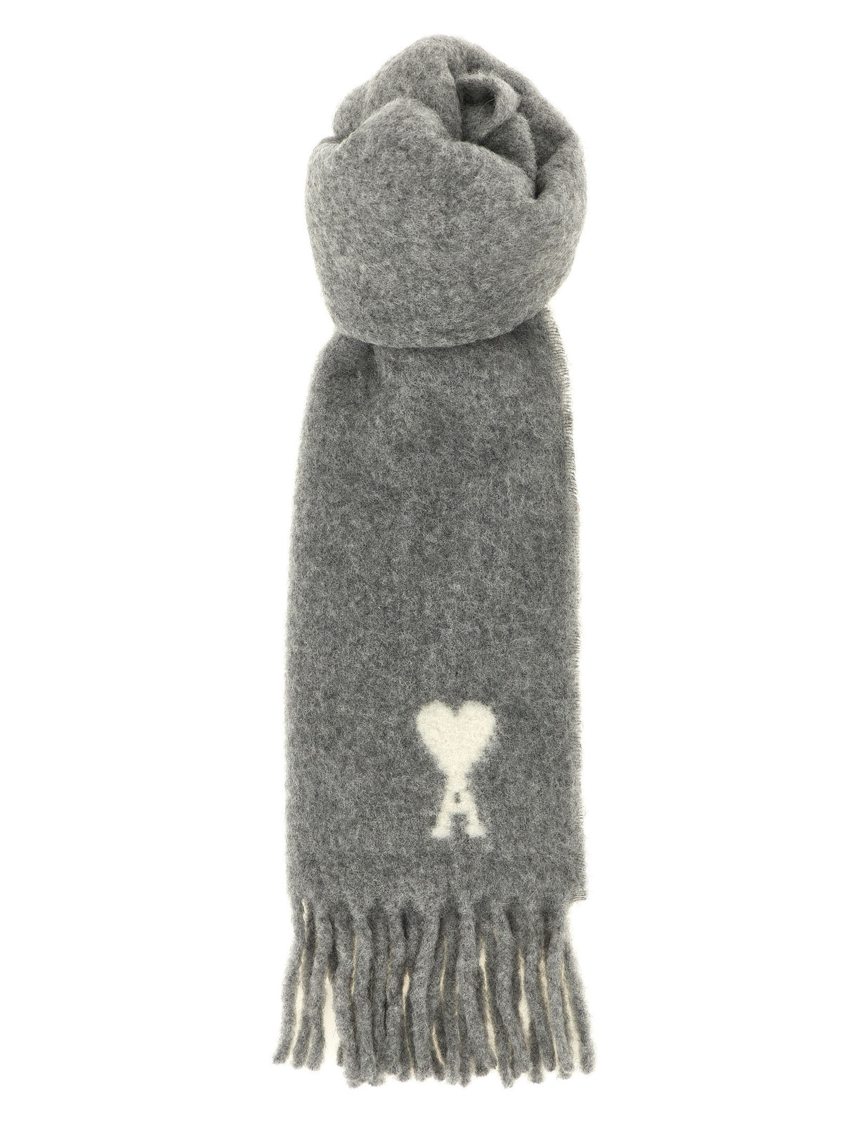 Ami Paris Gray Alpaca Leather Foulard