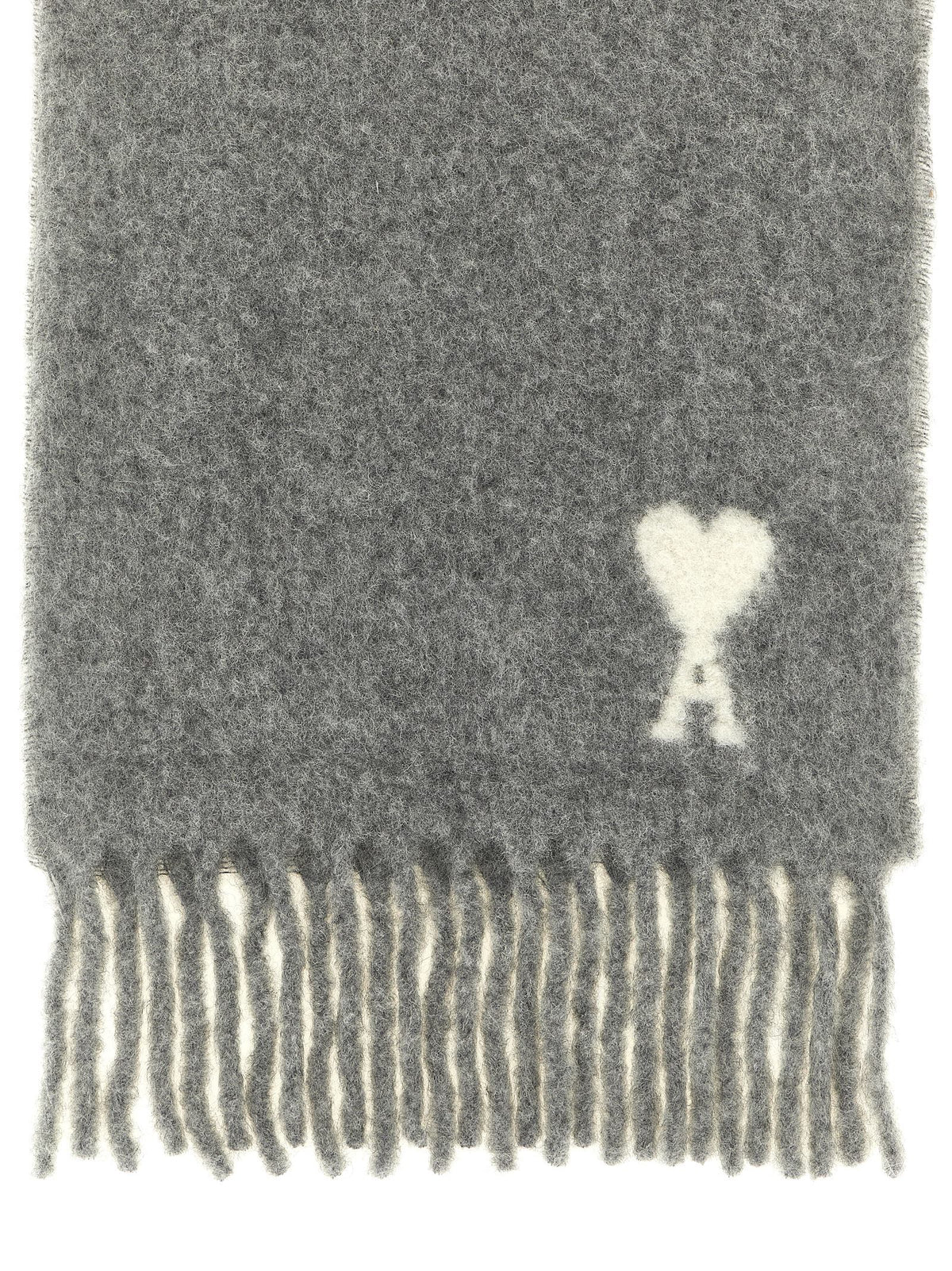 Ami Paris Gray Alpaca Leather Foulard