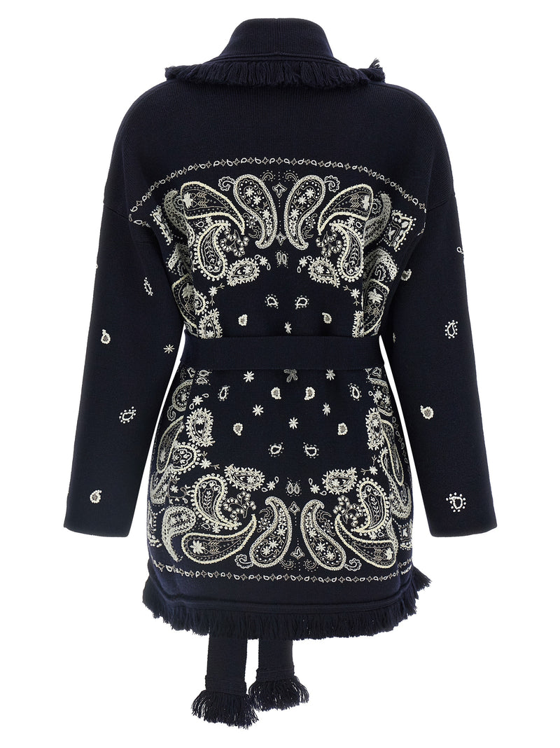 Alanui Blue Virgin Wool Cardigan - Echoes Of The Bandana