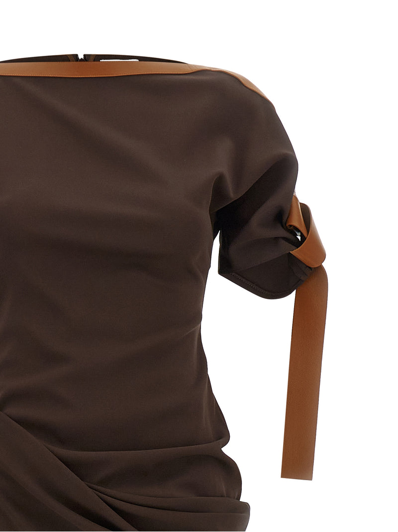 Ferragamo Brown Viscose Long Dress - Elegant Women's Fashion