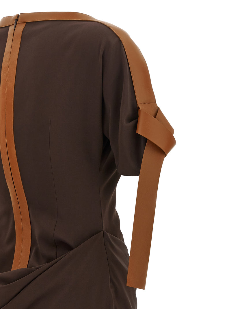 Ferragamo Brown Viscose Long Dress - Elegant Women's Fashion