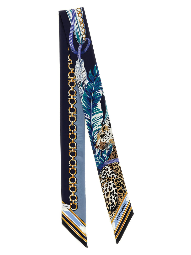 Ferragamo Blue Silk Foulard - Elegant Italian Accessory