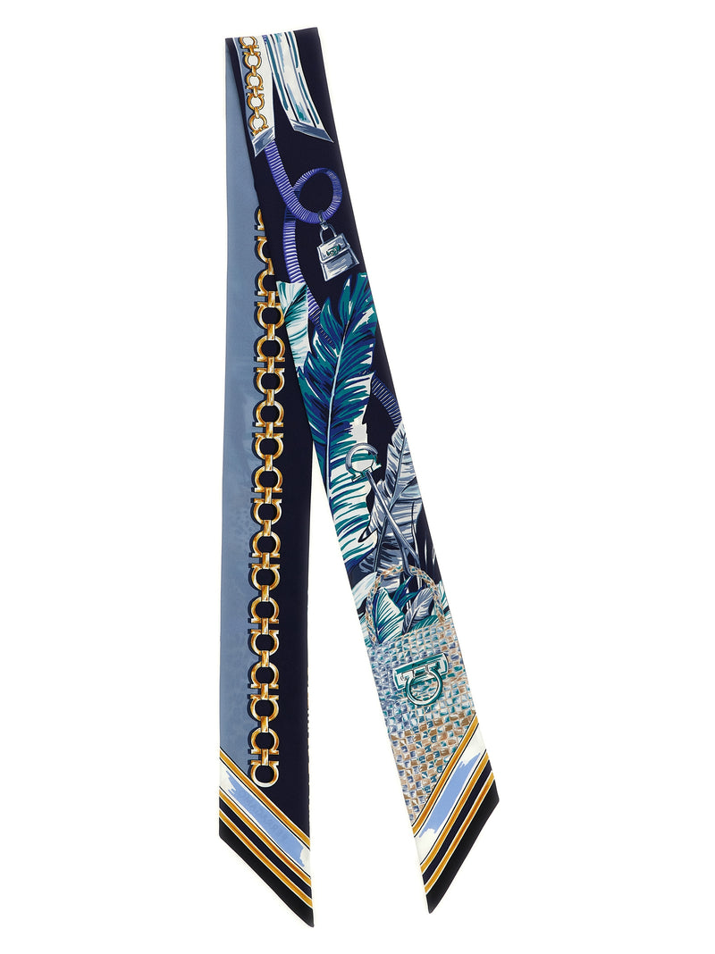 Ferragamo Blue Silk Foulard - Elegant Italian Accessory