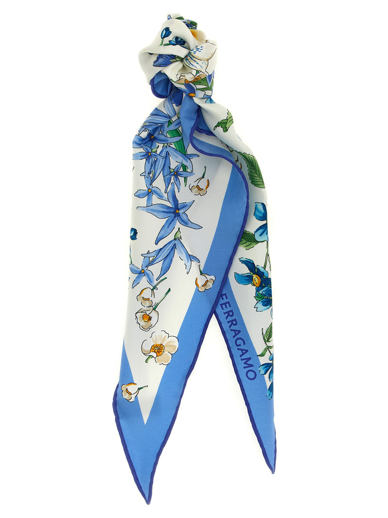 Ferragamo Blue Silk Foulard - Elegant Floral Accessory