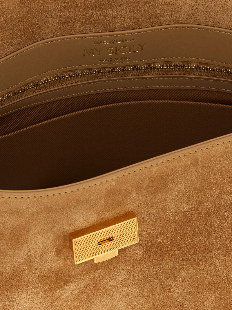 Dolce & Gabbana My Sicily Beige Calfskin Handbag