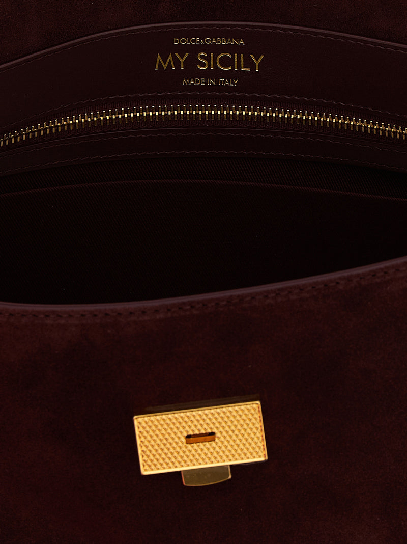 Dolce & Gabbana My Sicily Bordeaux Calfskin Handbag