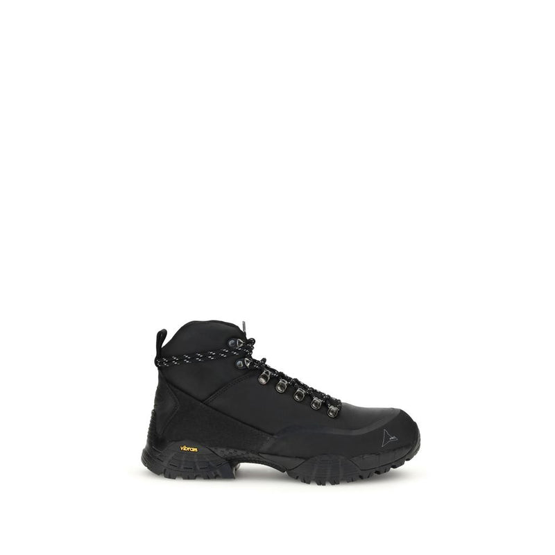 ROA Black Rubber Lace-Up Boots for Men