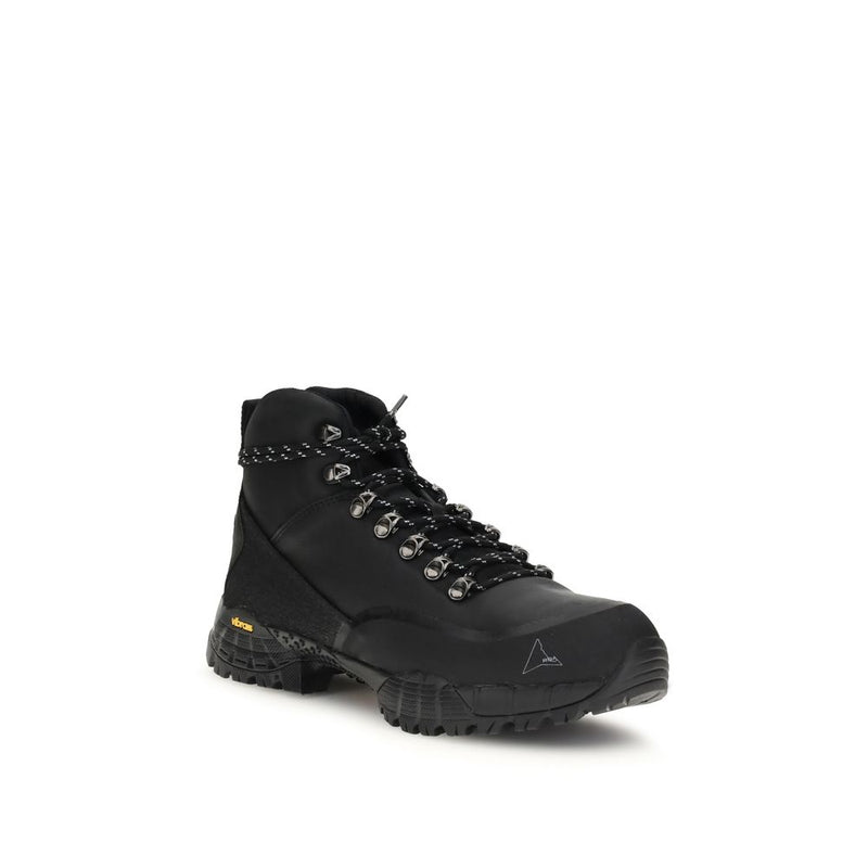 ROA Black Rubber Lace-Up Boots for Men
