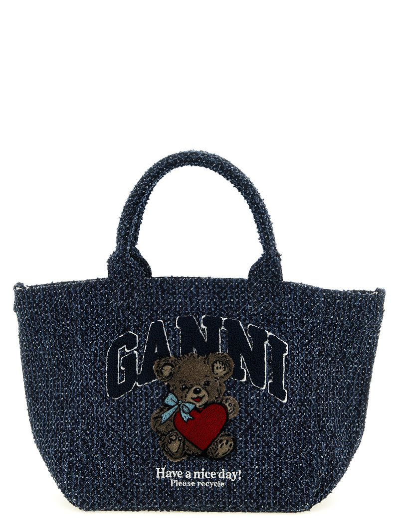 Ganni Blue Organic Cotton Tote Bag - Chic & Sustainable