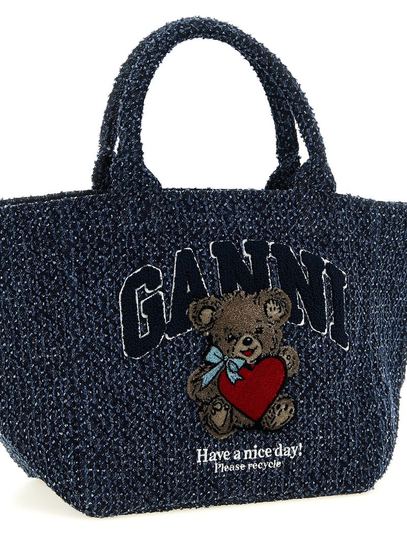 Ganni Blue Organic Cotton Tote Bag - Chic & Sustainable