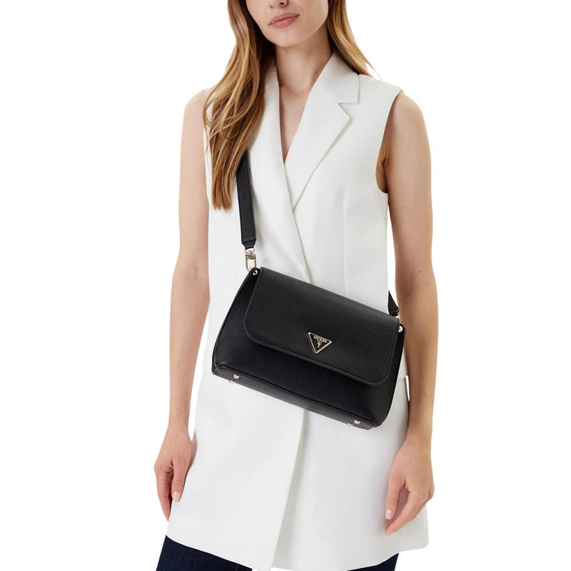 Guess Meridian II Flap Crossbody Handbag - Black