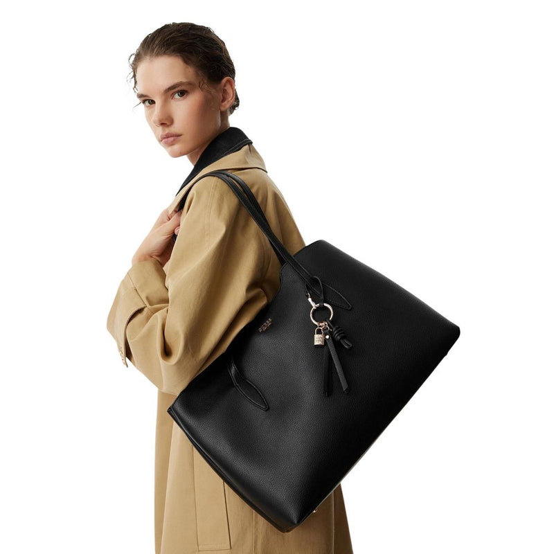 Guess Lucci Girlfriend Satchel Handbag - Black Polyurethane