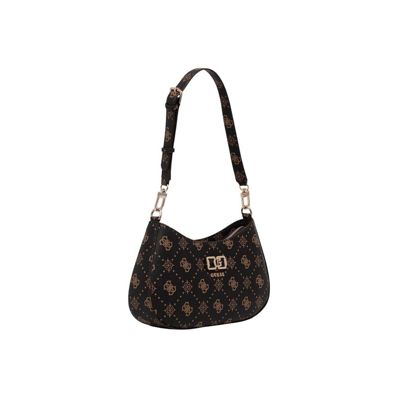 Guess Emelie Logo Handbag - Brown Polyurethane