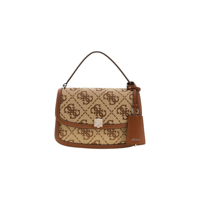 Guess Audrey Logo Small Handbag in White Polyester