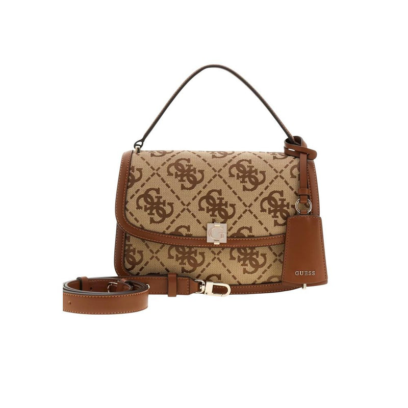 Guess Audrey Logo Small Handbag in White Polyester