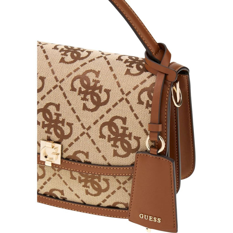 Guess Audrey Logo Small Handbag in White Polyester