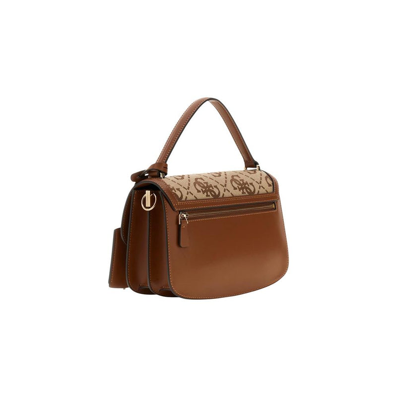 Guess Audrey Logo Small Handbag in White Polyester